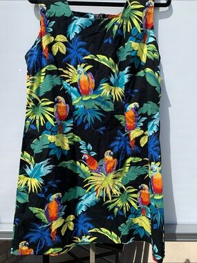 Hawaiian Tropical Parrot Dress 2XL made in Hawaii Cotton Resort Vacation